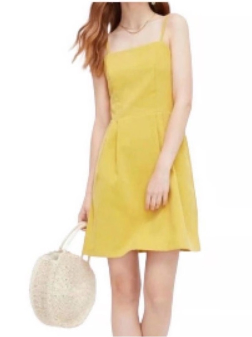 LOFT Bright Yellow Textured Sundress